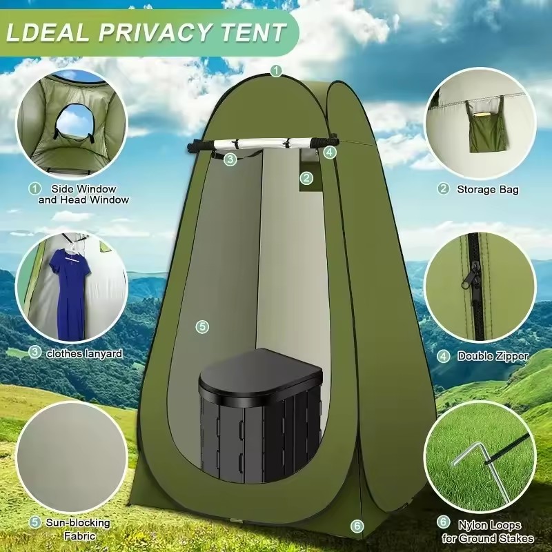 ‌ خيمة تواليت منبثقة محمولة لل - مراجعة Outdoor Camping Toilet Tent وسعره